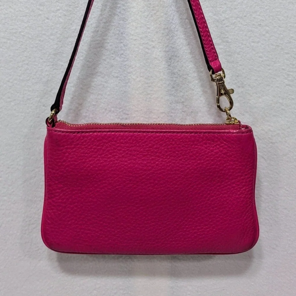 Michael Kors Fulton Pebbled Leather Wristlet Mini Bag Pink Gold 38T1CFTW1L